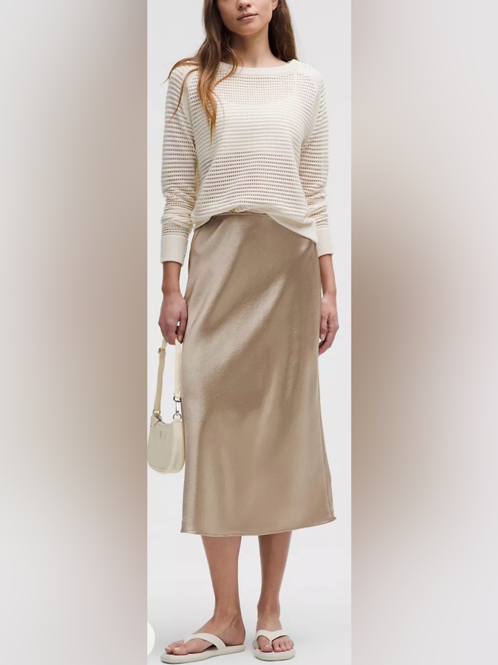 LULULEMON Satin Midi Skirt Sheer Oak M NWT
